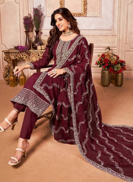 Maroon Colour Twisha Vol 26 New latest Designer Festive Wear Faux Georgette Salwar Suit Collection 2614